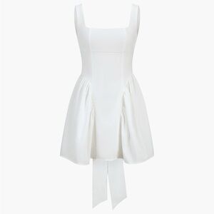 Coastal Open Back with Bow White Mini Dress